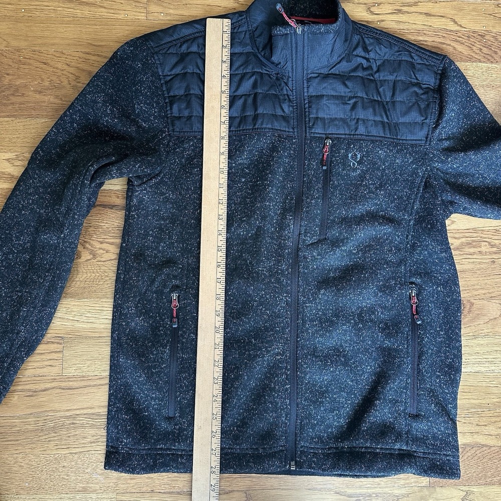 Stoic Sweater Fleece Jacket Mens Large Black Quilted Yoke Full Zip Outdoor warm - Picture 8 of 12